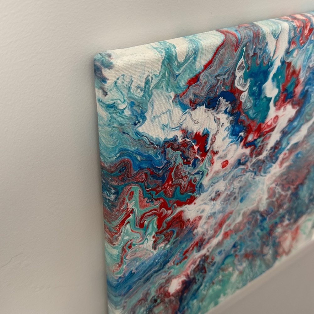Abstract Blue and Red Canvas Art - Picture 4 of 5